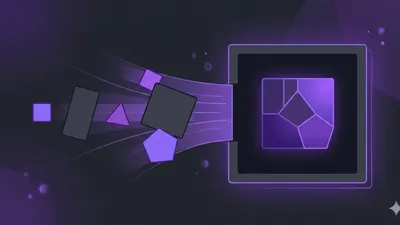 Abstract illustration of four rounded rectangular tiles converging into a single parent container, evoking package consolidation in a monorepo