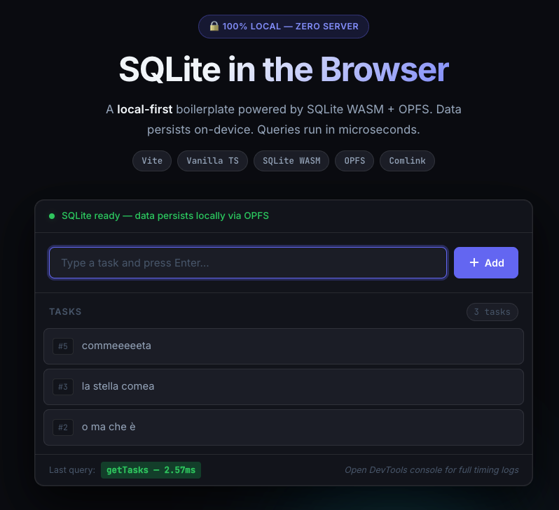 Screenshot della demo live